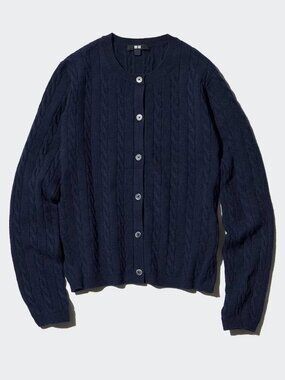 Uniqlo Cable Crew Neck Navy Cardigan